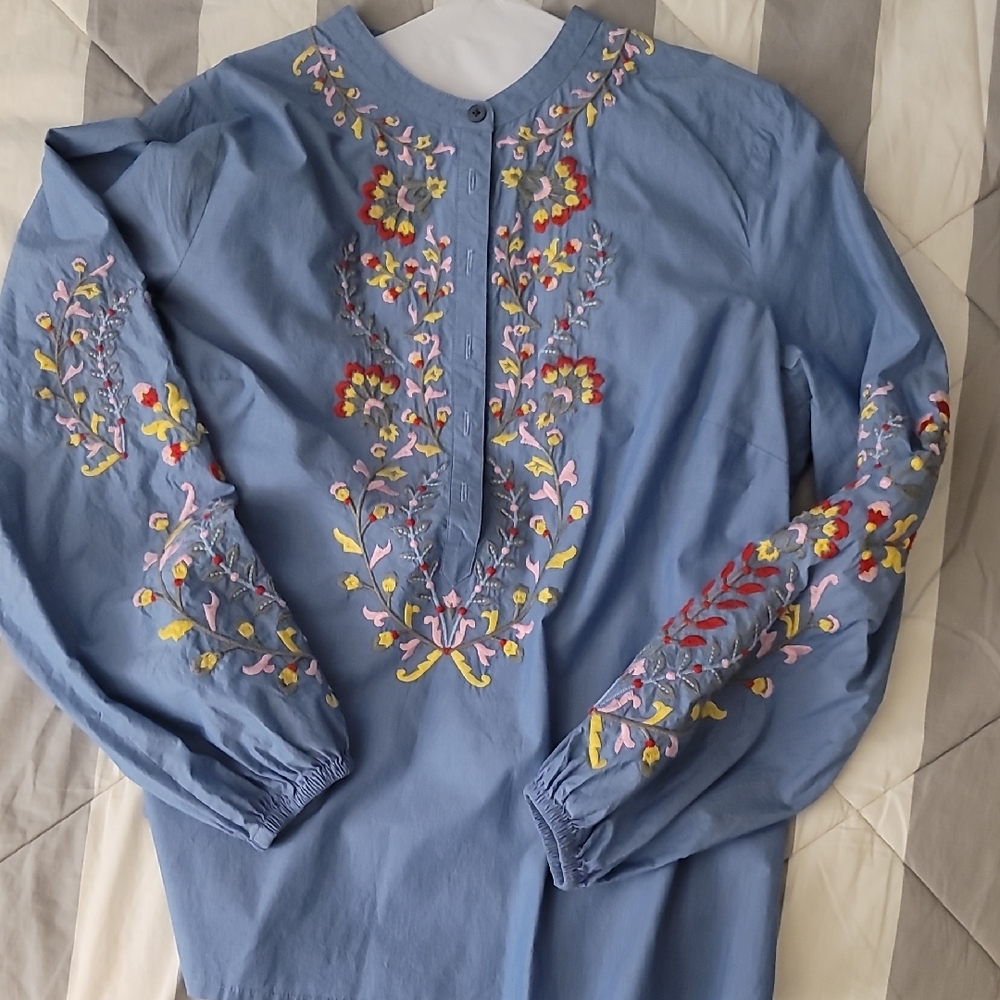 Embroidered Blue Blouse